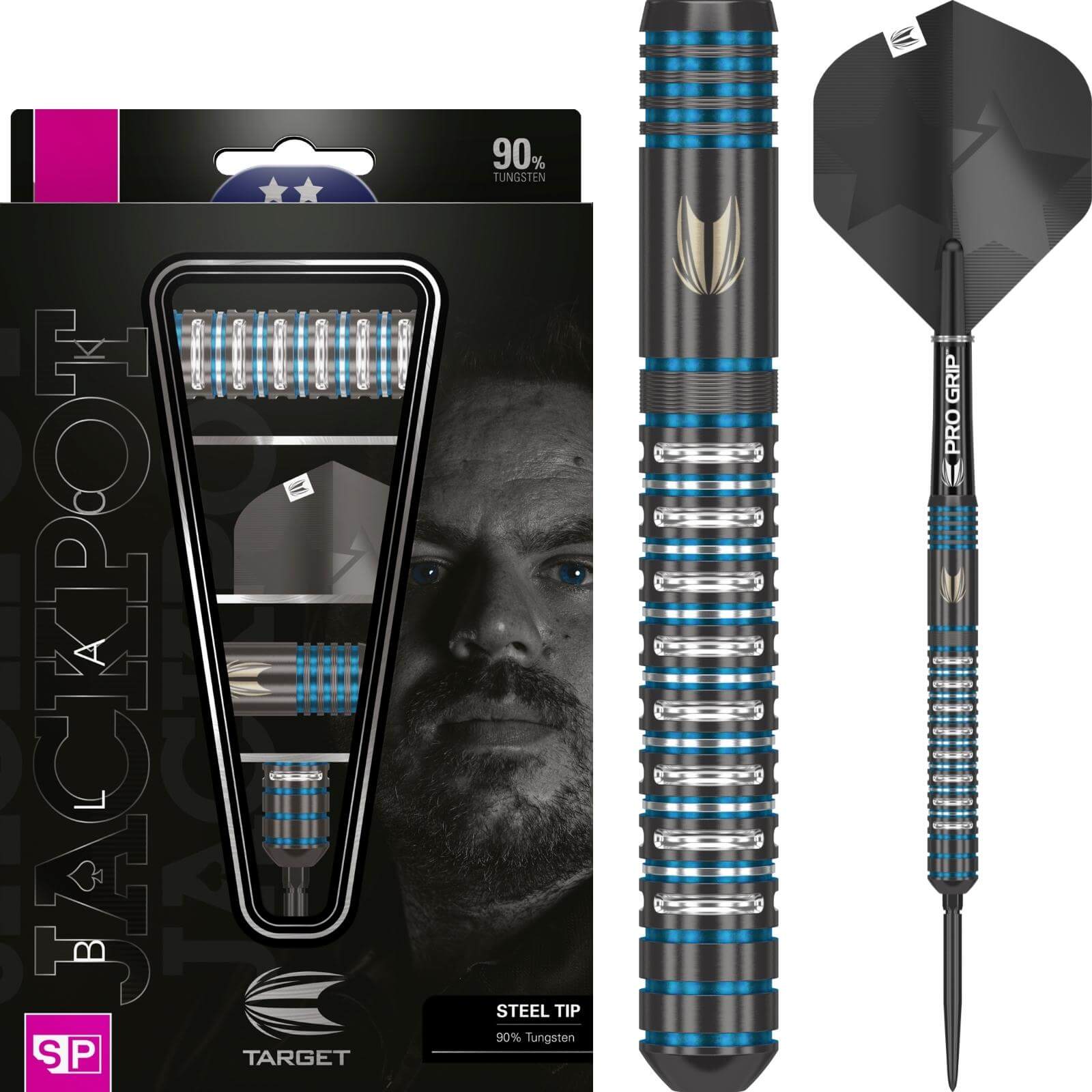 Darts - Target - Adrian Lewis Black Darts - Swiss Point - Steel Tip - 90% Tungsten - 22g 24g 26g 