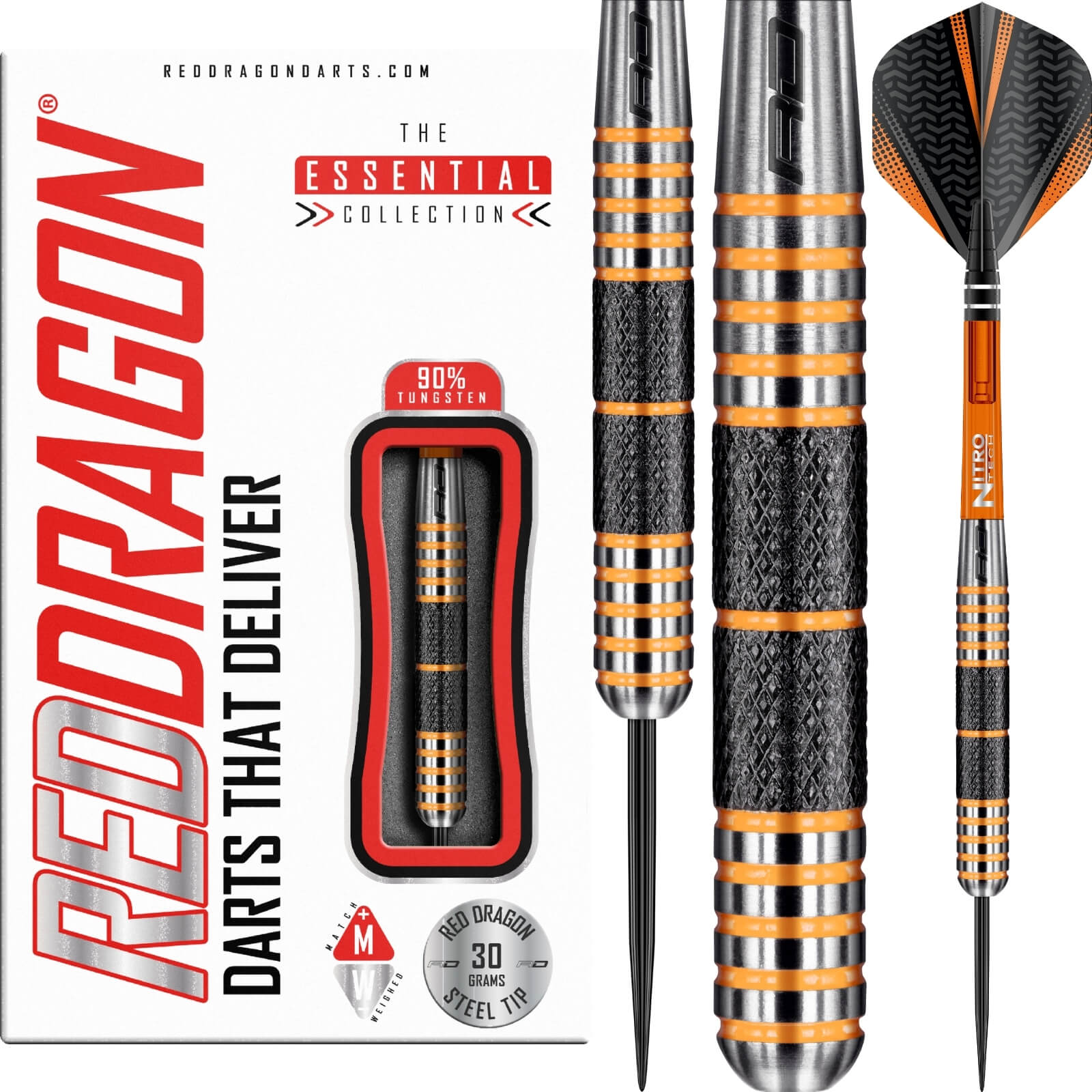 Darts - Red Dragon - Amberjack 11 Darts - Steel Tip - 90% Tungsten - 30g 