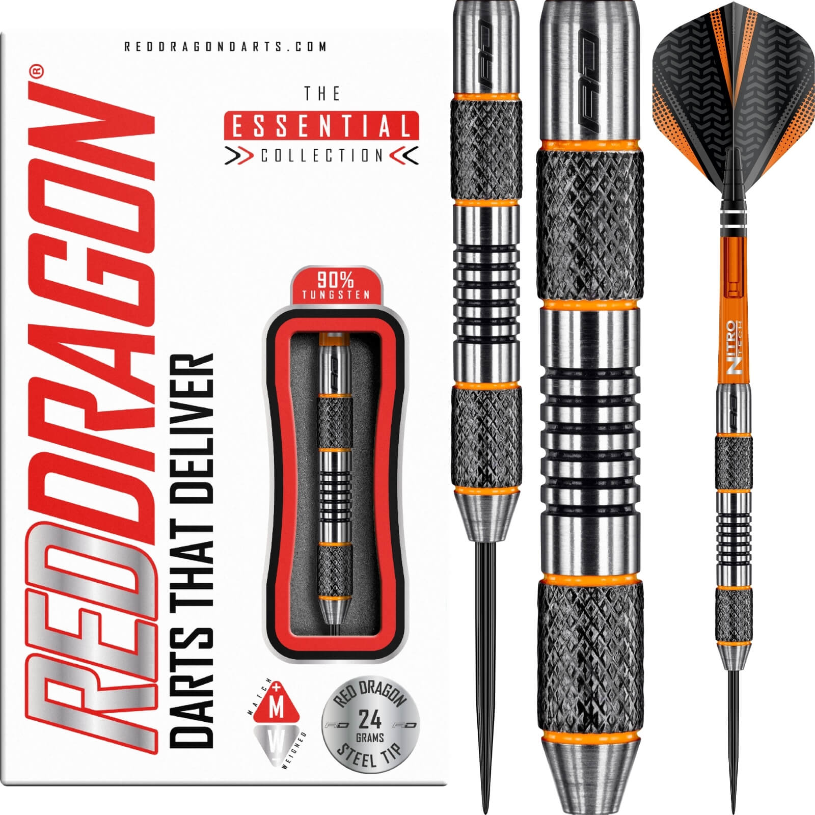 Darts - Red Dragon - Amberjack 5 Darts - Steel Tip - 90% Tungsten - 22g 24g 