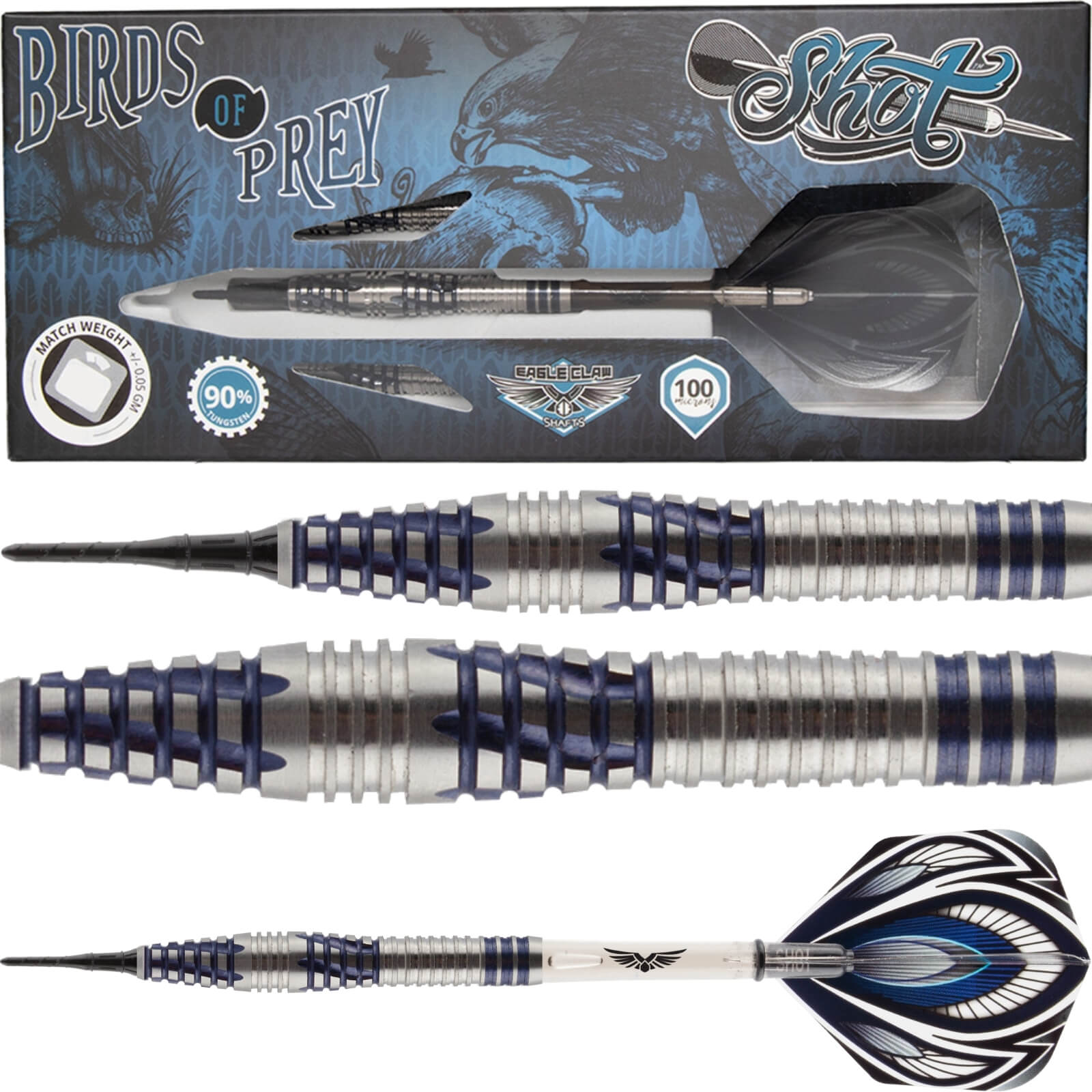 Darts - Shot - Birds of Prey Falcon Darts - Soft Tip - 90% Tungsten - 19g 