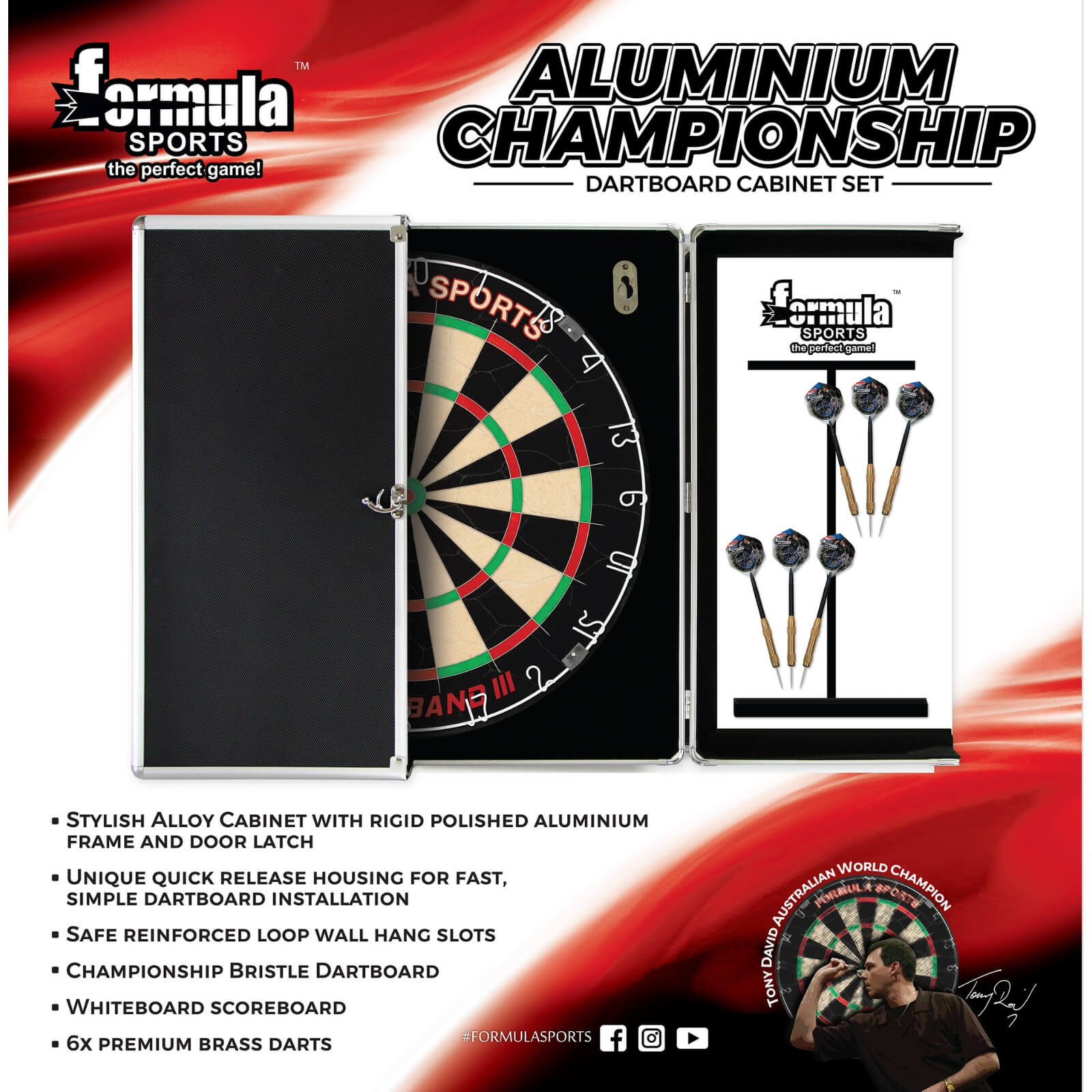 Dartboards - Formula Sports - Championship Dartboard & Cabinet Set 