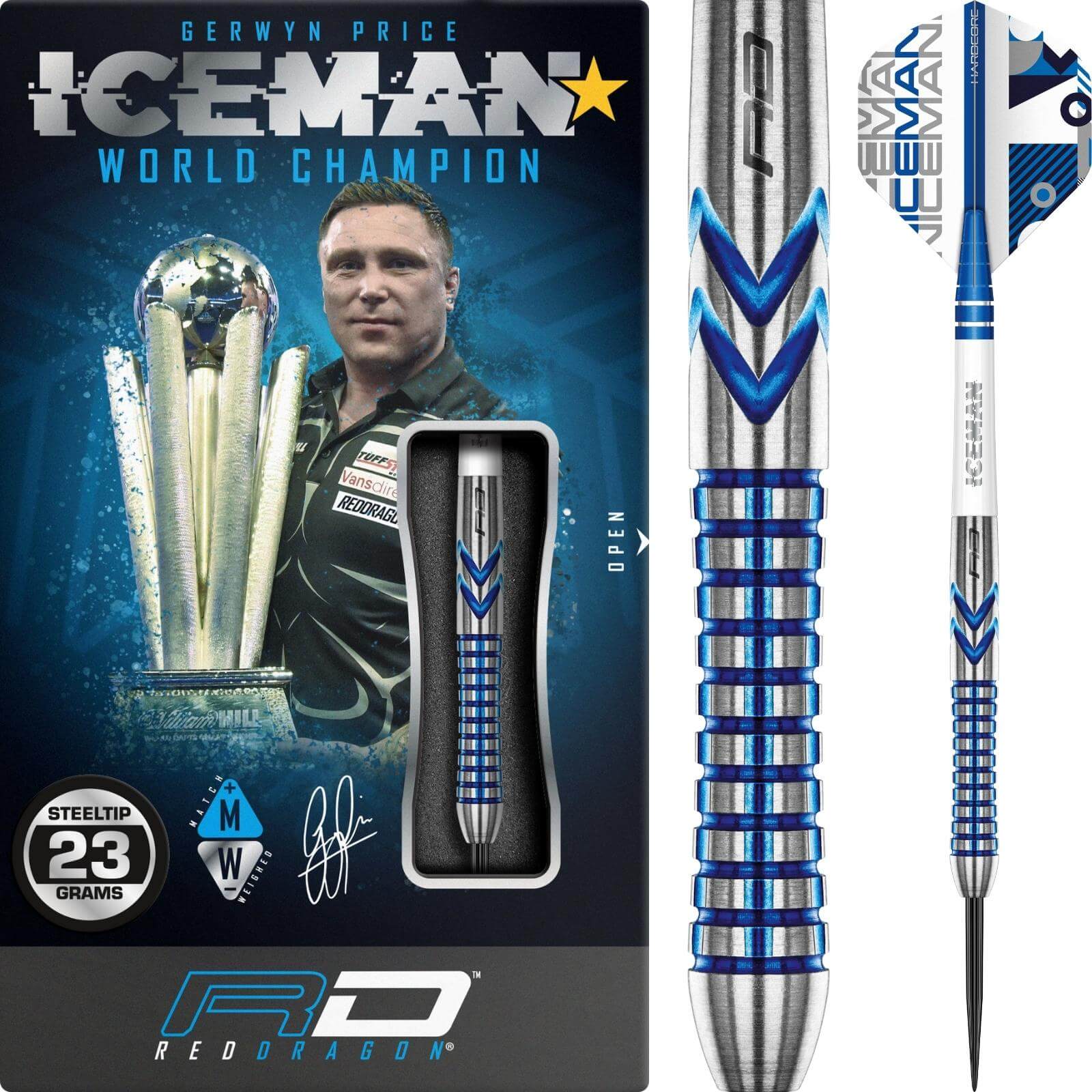 Darts - Red Dragon - Gerwyn Price Contour Darts - Steel Tip - 90% Tungsten - 21g 23g 25g 