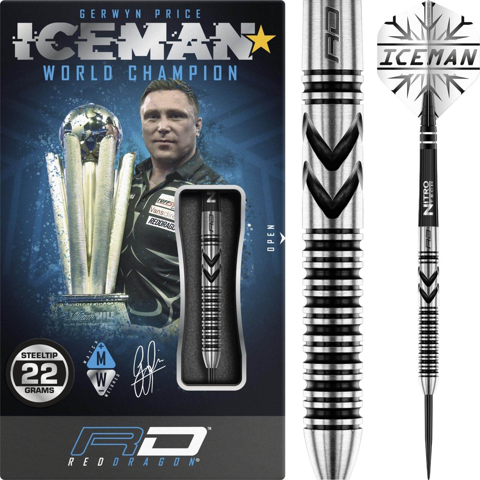 Darts - Red Dragon - Gerwyn Price Thunderbolt Darts - Steel Tip - 90% Tungsten - 22g 24g 