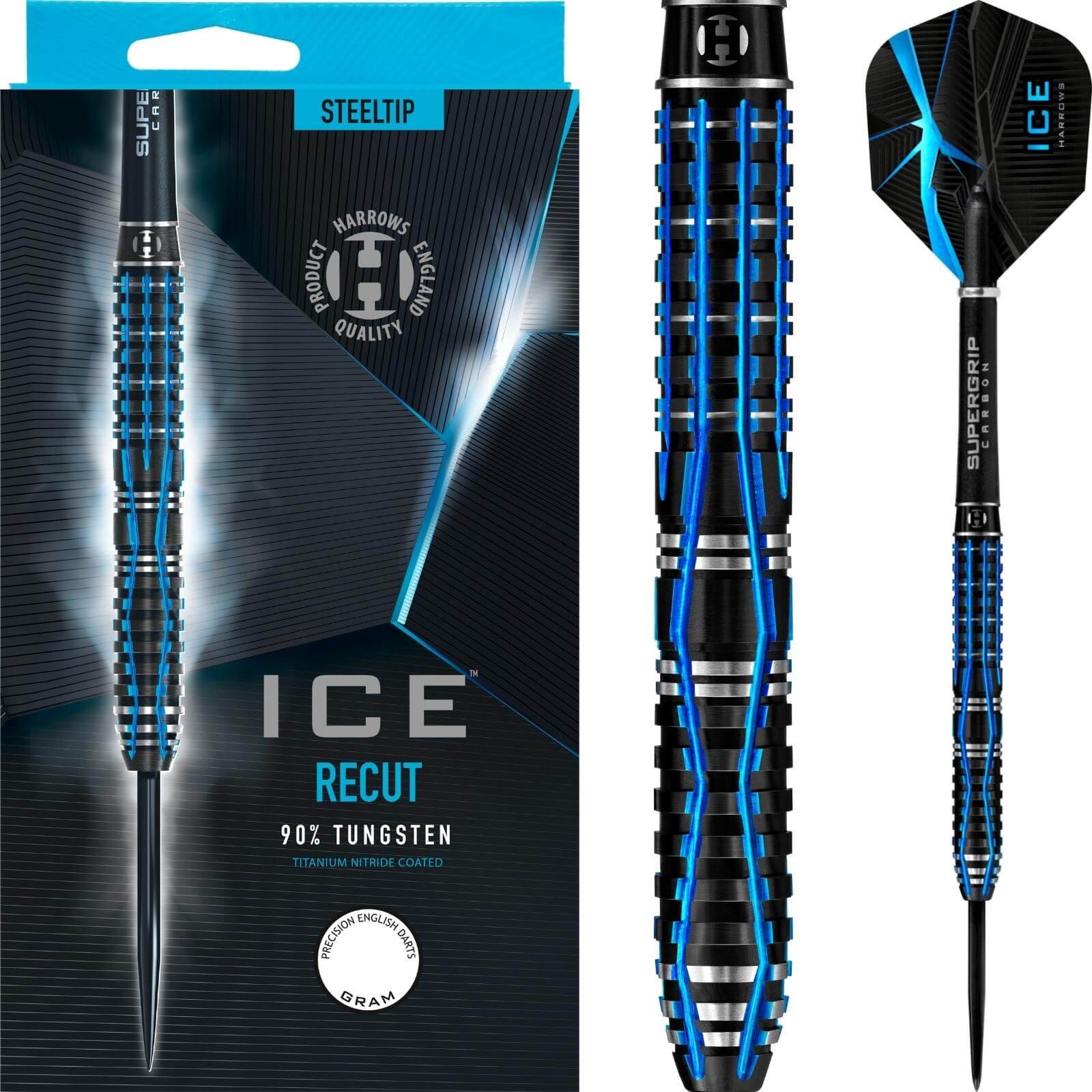 Darts - Harrows - ICE Recut Darts - Steel Tip - 90% Tungsten - 21g 22g 23g 24g 25g 26g 