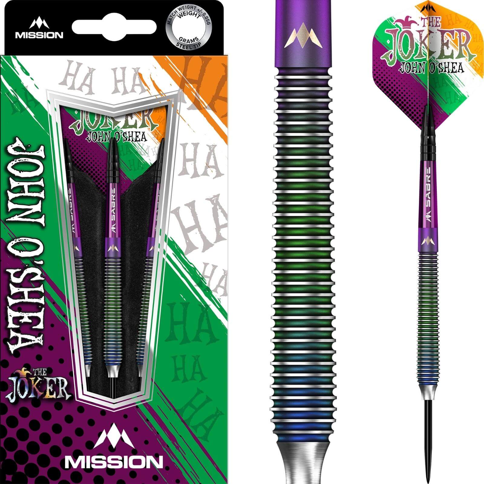 Darts - Mission - John O'Shea Darts - Steel Tip - 95% Tungsten - 22g 24g 26g 