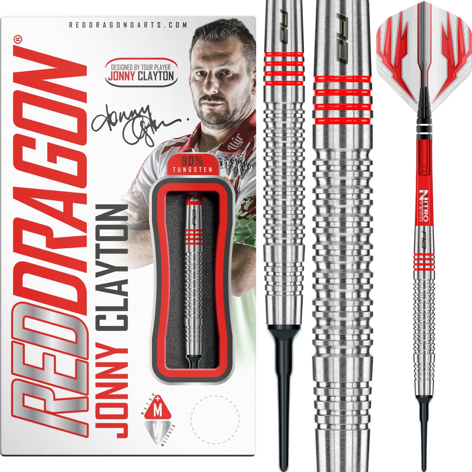 Darts - Red Dragon - Jonny Clayton Darts - Soft Tip - 90% Tungsten - 20g 