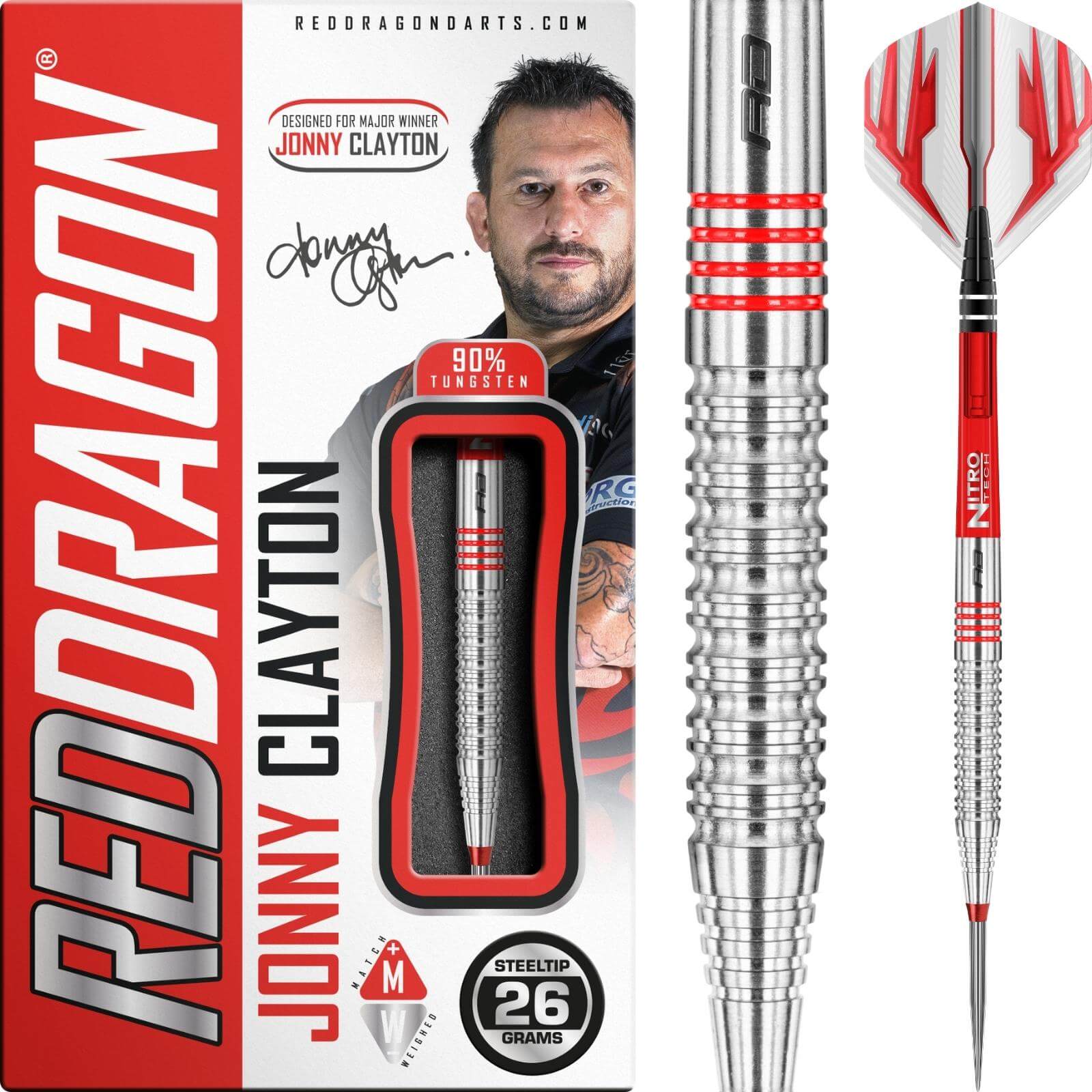 Darts - Red Dragon - Jonny Clayton Darts - Steel Tip - 90% Tungsten - 22g 24g 26g 