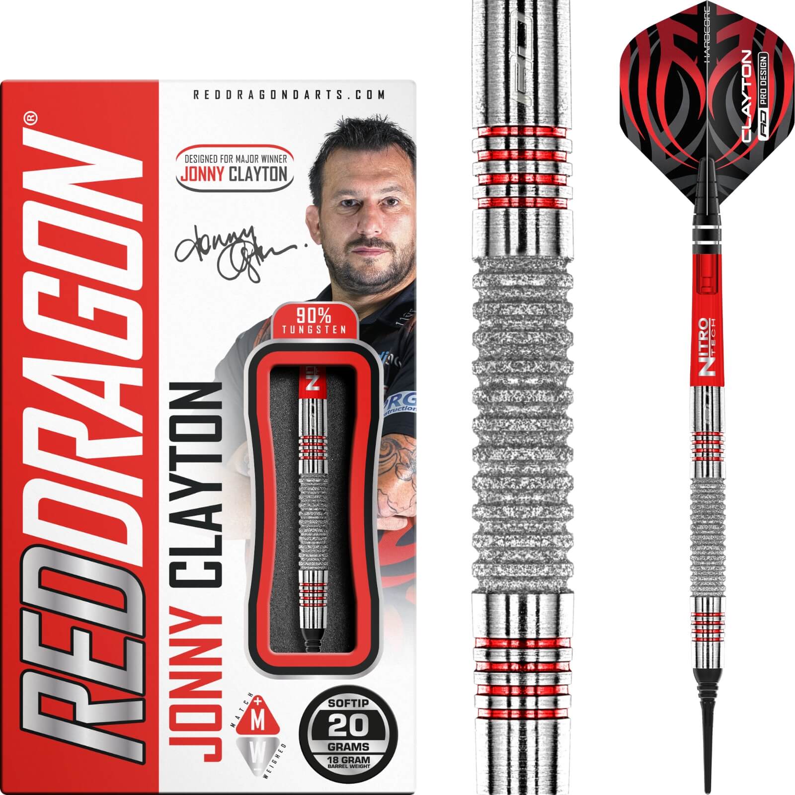 Darts - Red Dragon - Jonny Clayton Element Darts - Soft Tip - 90% Tungsten - 20g 