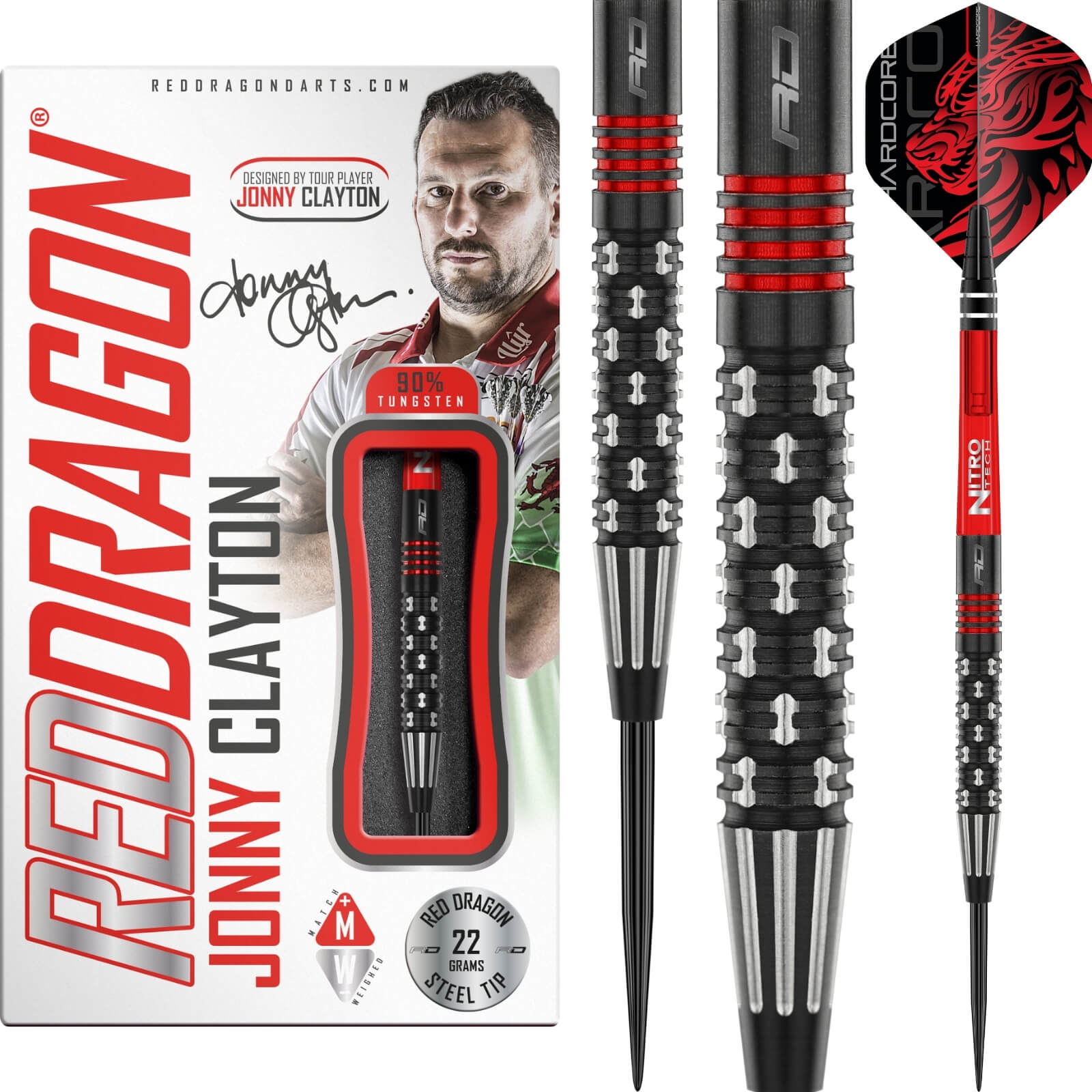 Darts - Red Dragon - Jonny Clayton Premier League SE Darts - Steel Tip - 90% Tungsten - 22g 24g 