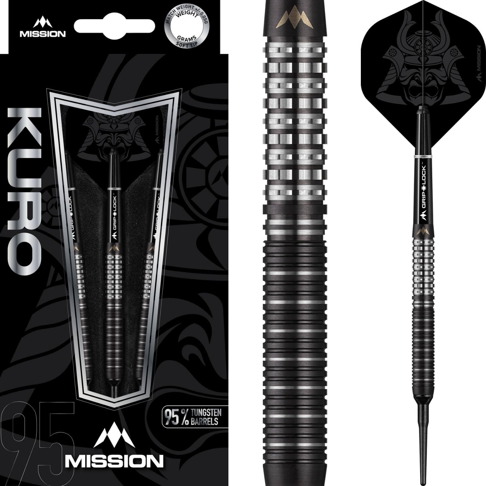 Darts - Mission - Kuro M1 Darts - Soft Tip - 95% Tungsten - 21g 23g 