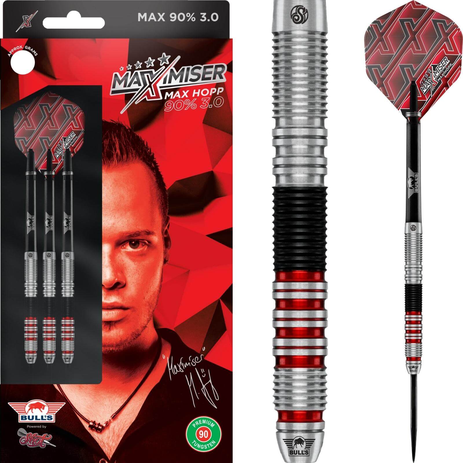 Darts - Bull's NL - Max Hopp 3.0 Darts - Steel Tip - 90% Tungsten - 22g 23g 24g 