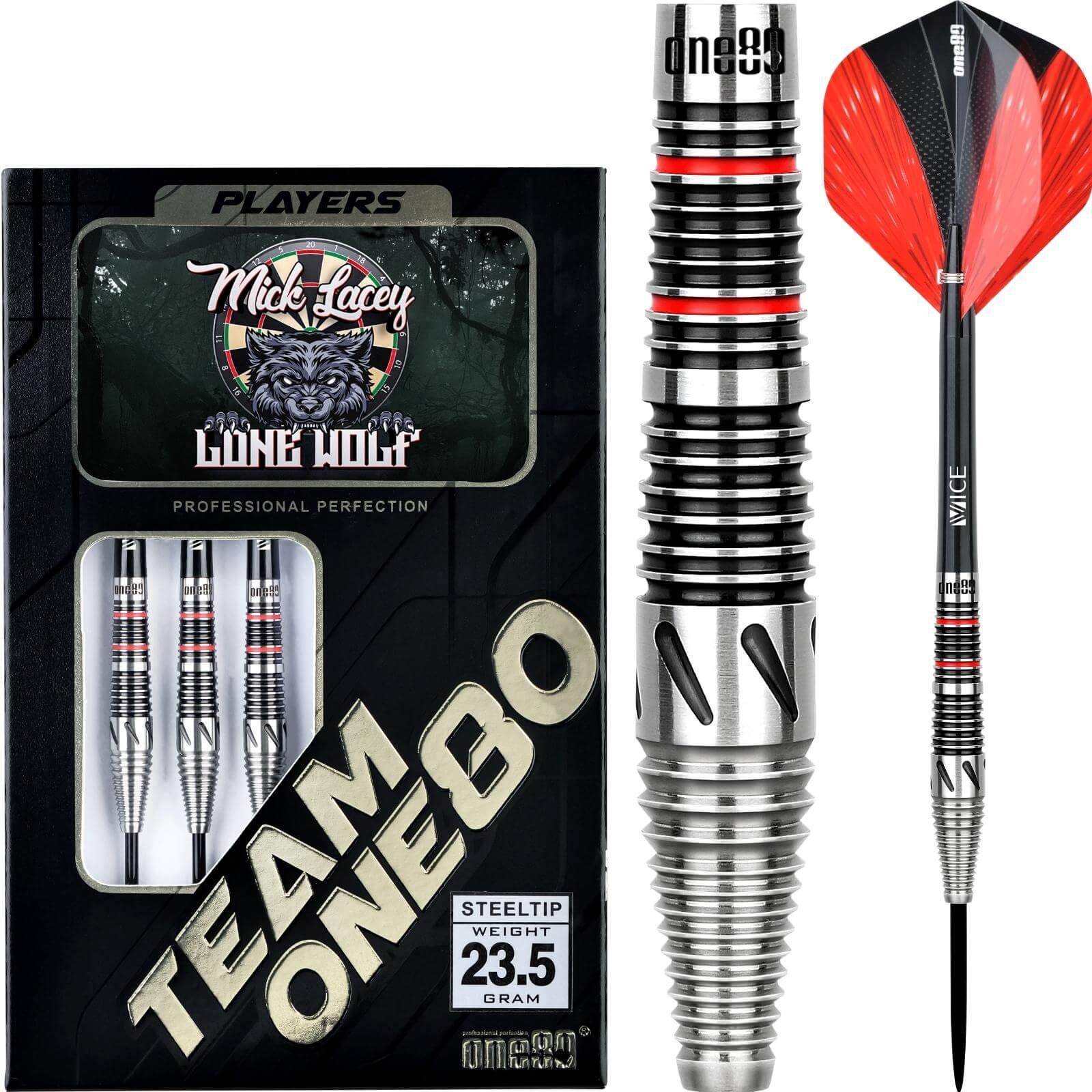 Darts - One80 - Mick Lacey Darts - Steel Tip - 90% Tungsten - 23.5g 