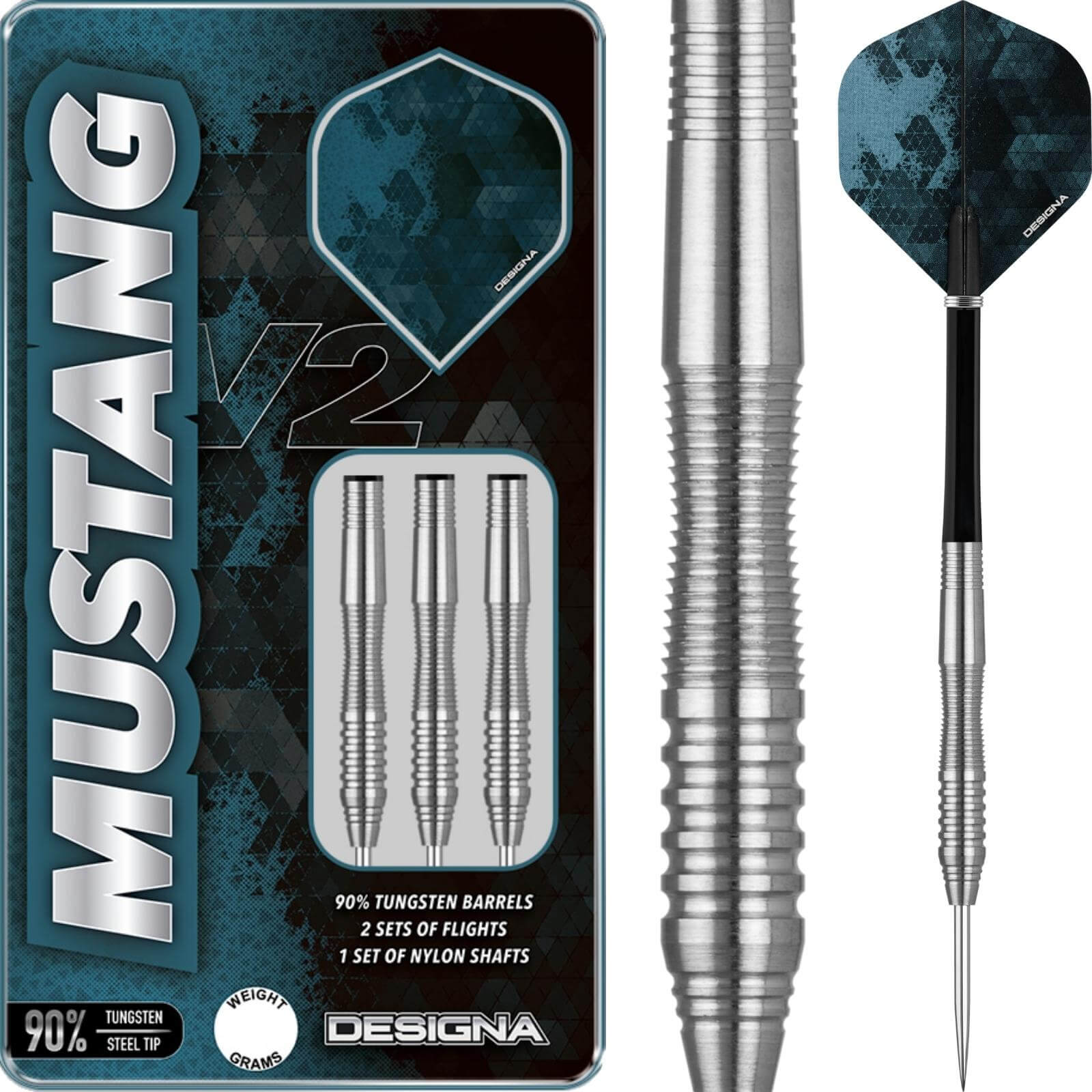 Darts - Designa - Mustang V2 Darts - Steel Tip - 90% Tungsten - 21g 23g 25g 