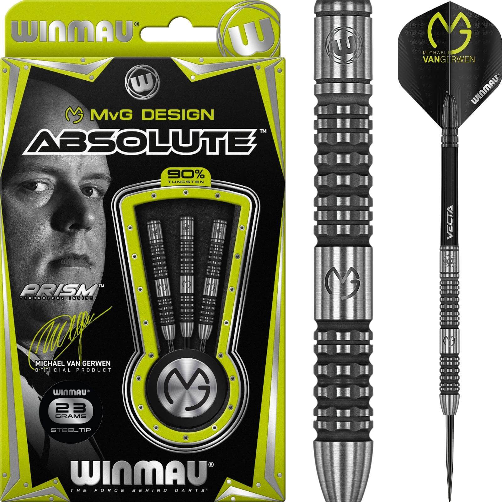 Darts - Winmau - MvG Absolute Darts - Steel Tip - 90% Tungsten - 22g 23g 24g 