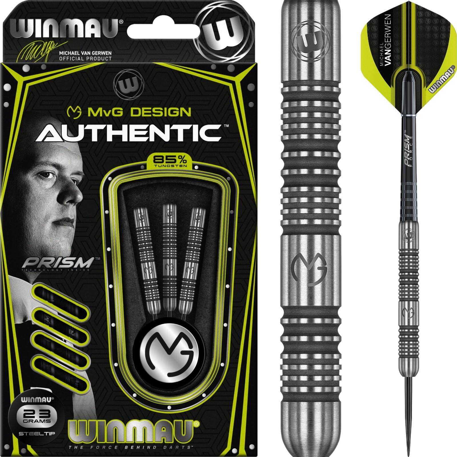 Darts - Winmau - MvG Authentic Darts - Steel Tip - 85% Tungsten - 22g 23g 24g 26g 