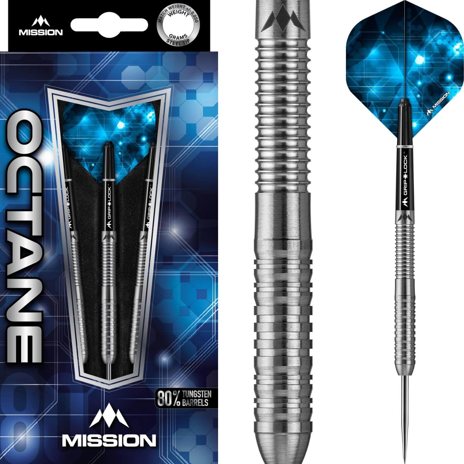 Darts - Mission - Octane M3 Darts - Steel Tip - 80% Tungsten - 22g 24g 26g 