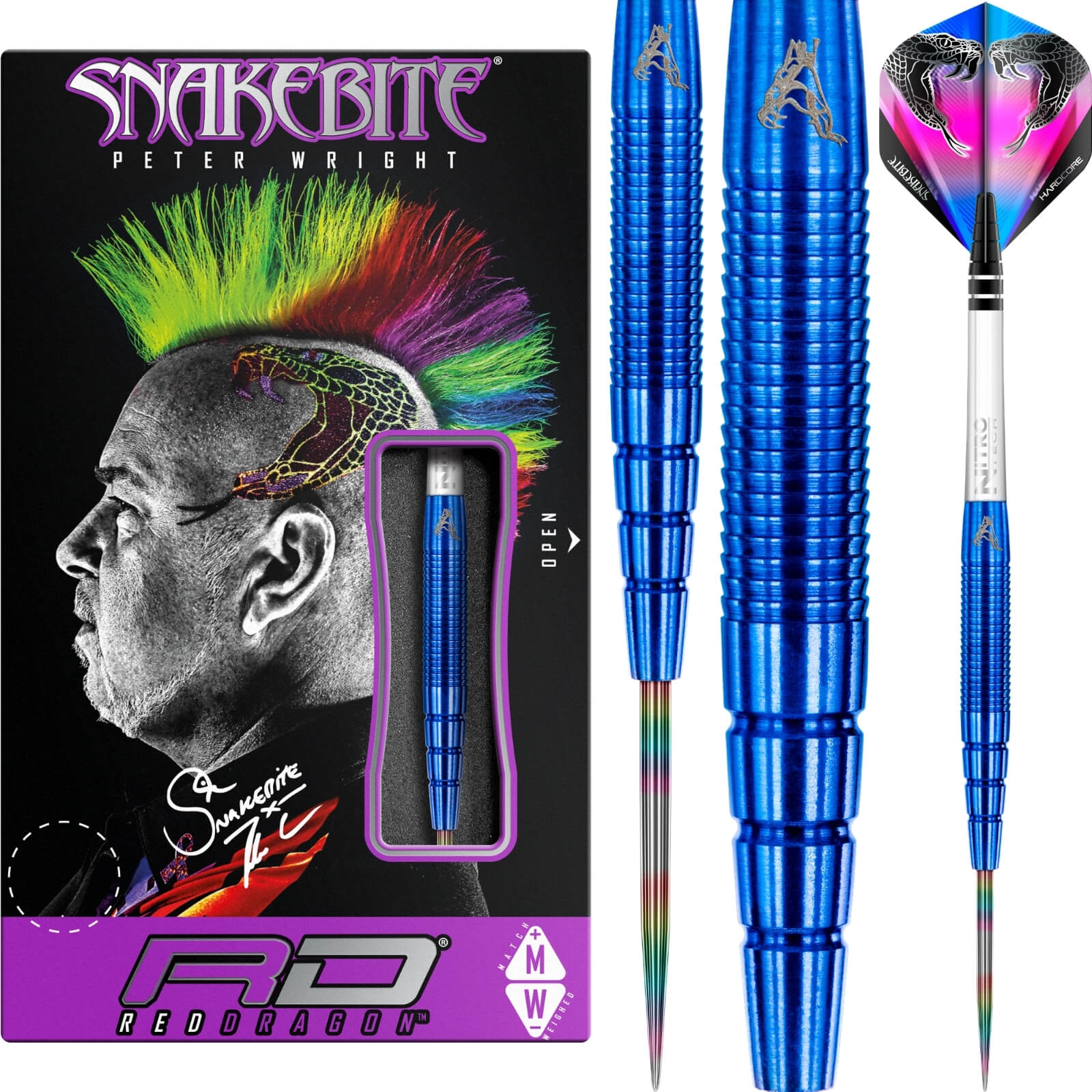 Darts - Red Dragon - Peter Wright Blue PL15 Darts - Steel Tip - 90% Tungsten - 22g 24g 26g 