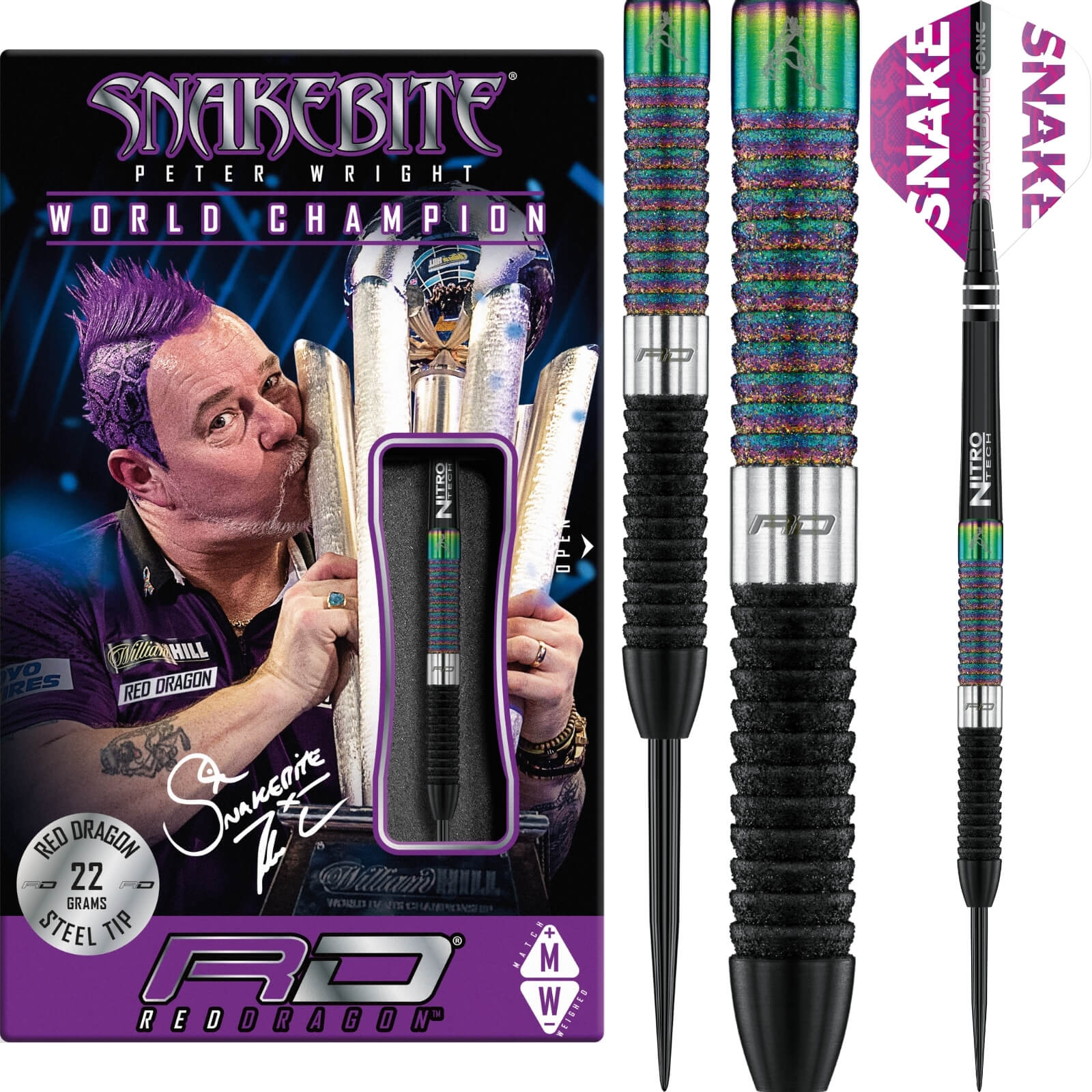 Darts - Red Dragon - Peter Wright World Champion Diamond Fusion SE Darts - Steel Tip - 90% Tungsten - 20g 22g 24g 