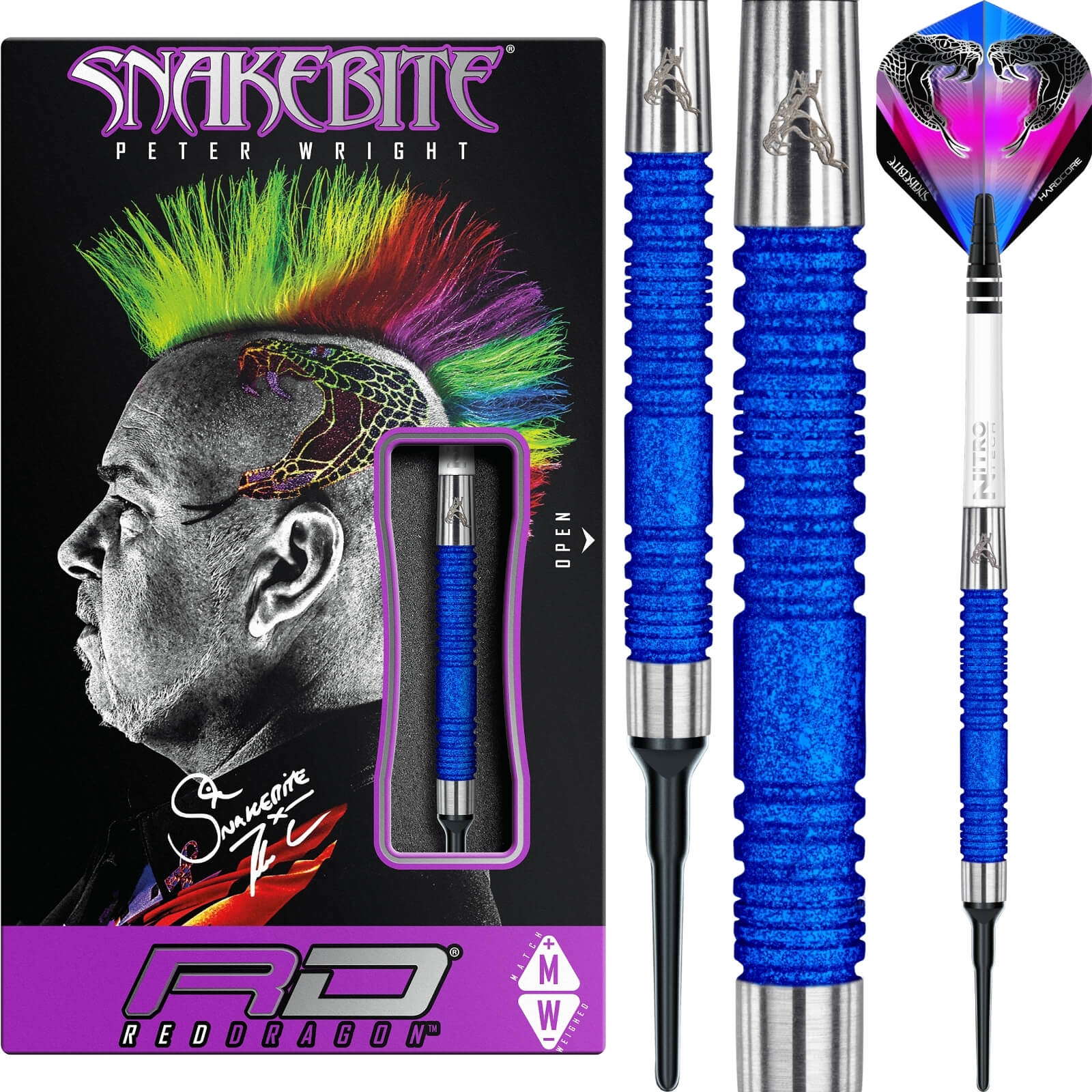 Darts - Red Dragon - Peter Snakebite Wright Euro 11 Blue Element World Cup SE Darts - Soft Tip - 85% Tungsten - 20g 
