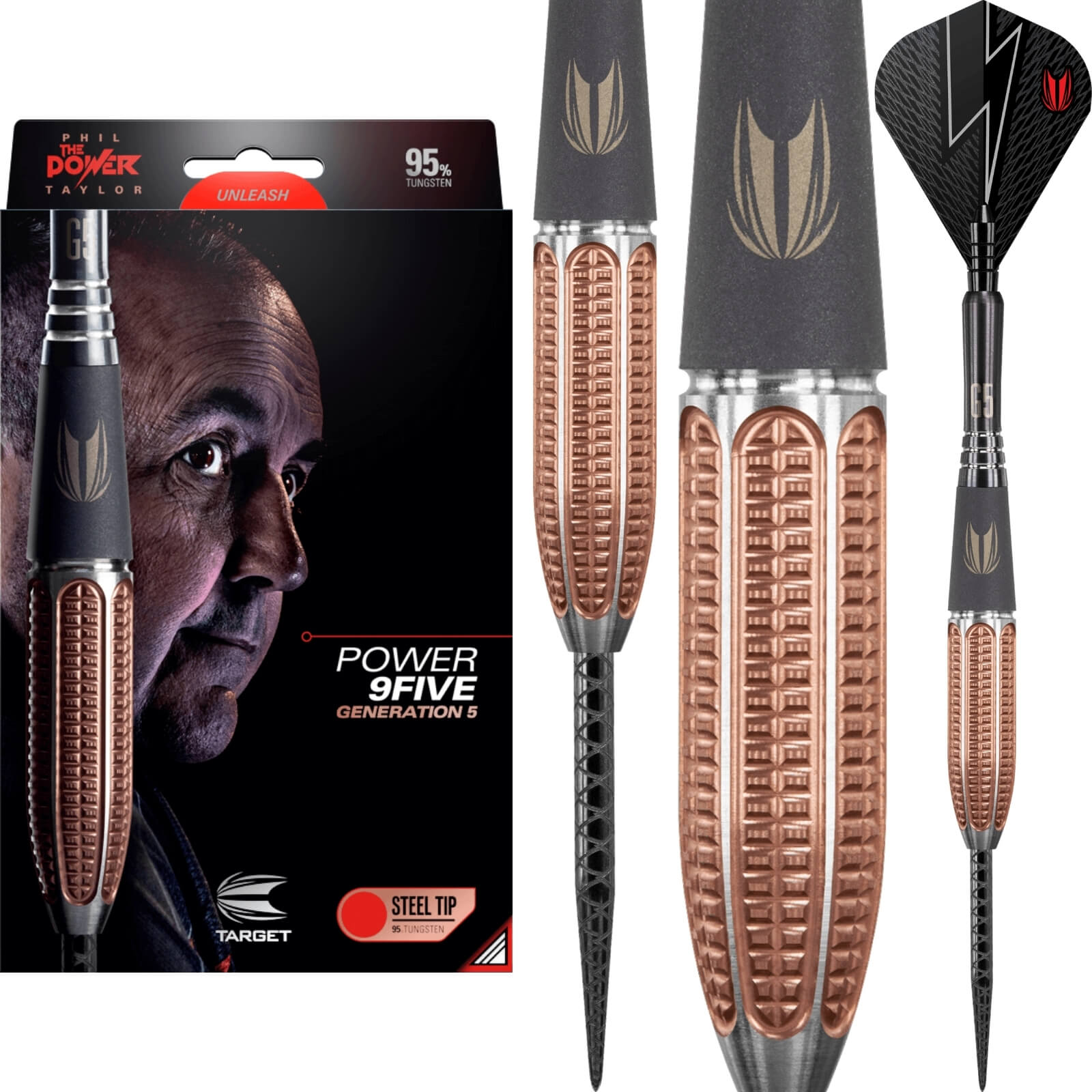 Darts - Target - Phil Taylor Gen 5 Darts - Steel Tip - 95% Tungsten - 22g 24g 26g 