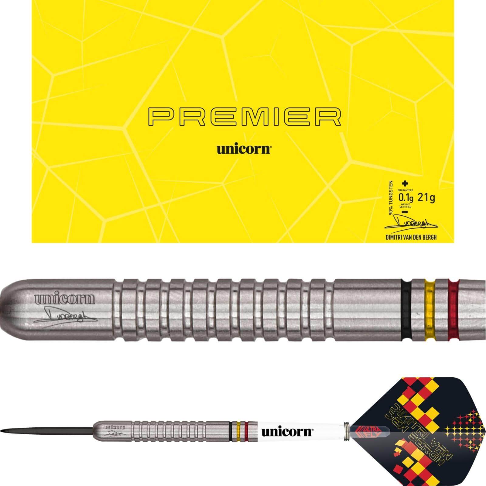 Darts - Unicorn - Dimitri Van Den Bergh Premier Darts - Steel Tip - 90% Tungsten - 21g 22g 23g 24g 25g 