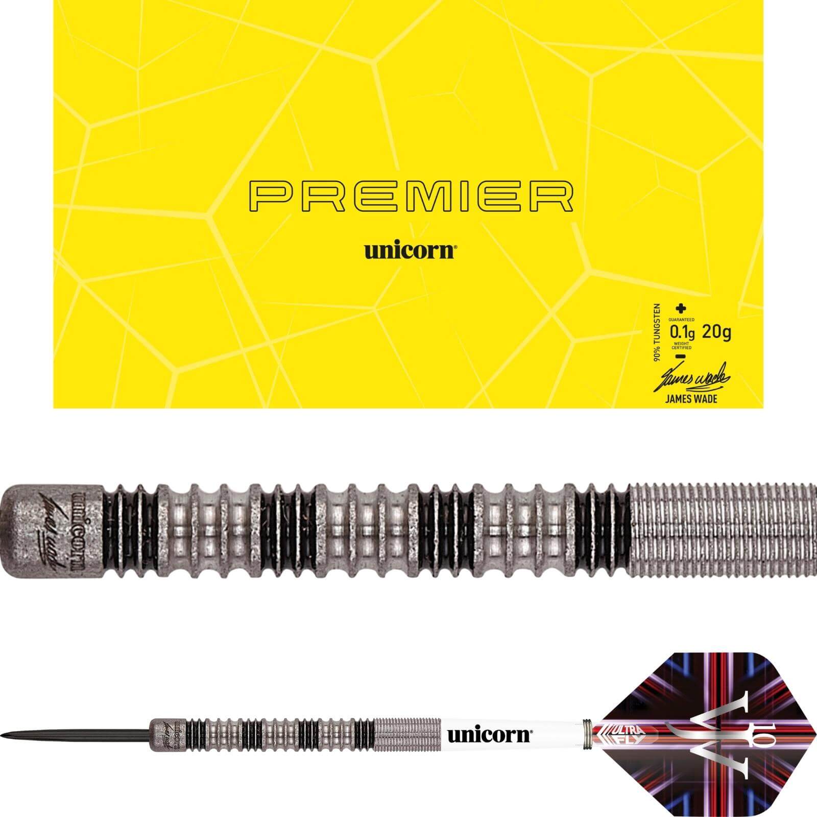 Darts - Unicorn - James Wade Premier Darts - Steel Tip - 90% Tungsten - 20g 21g 22g 23g 24g 