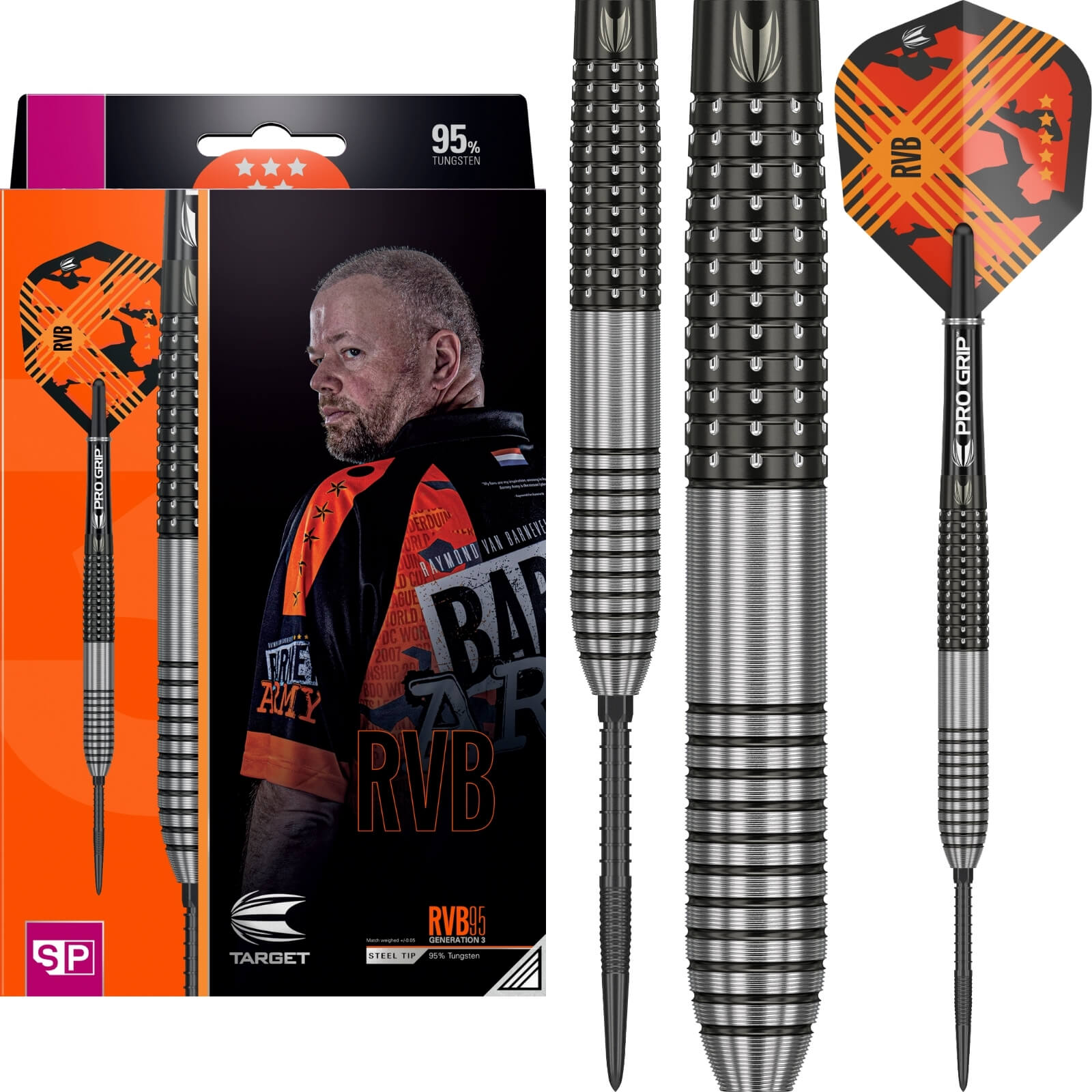 Darts - Target - RVB95 Gen 3 Darts - Swiss Point - Steel Tip - 95% Tungsten - 21g 23g 25g 