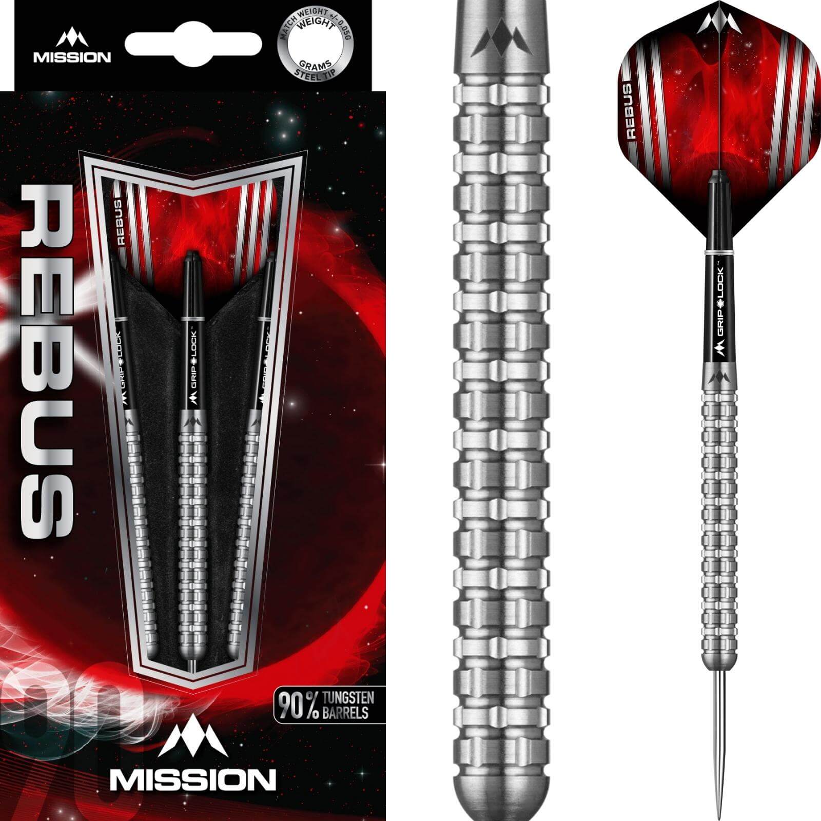 Darts - Mission - Rebus M3 Darts - Steel Tip - 90% Tungsten - 21g 23g 25g 