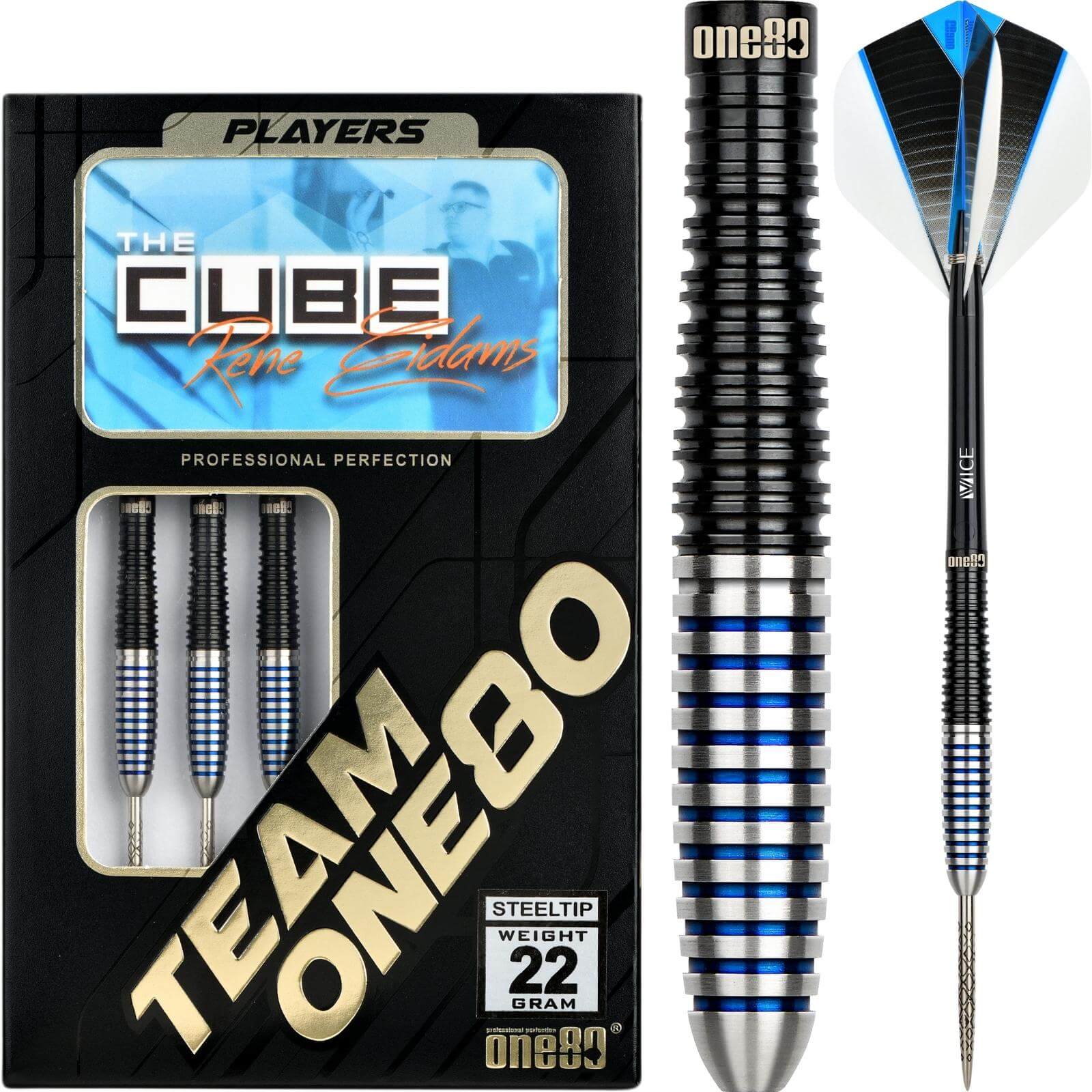 Darts - One80 - Rene Eidams V3 Darts - Steel Tip - 90% Tungsten - 22g 24g 