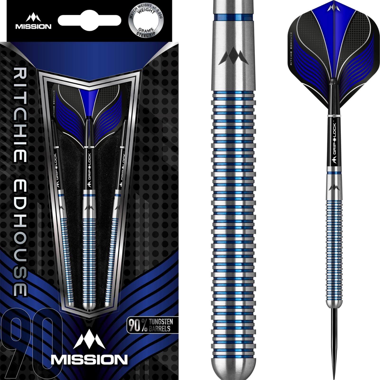 Darts - Mission - Ritchie Edhouse Darts - Steel Tip - 90% Tungsten - 21g 23g 25g 