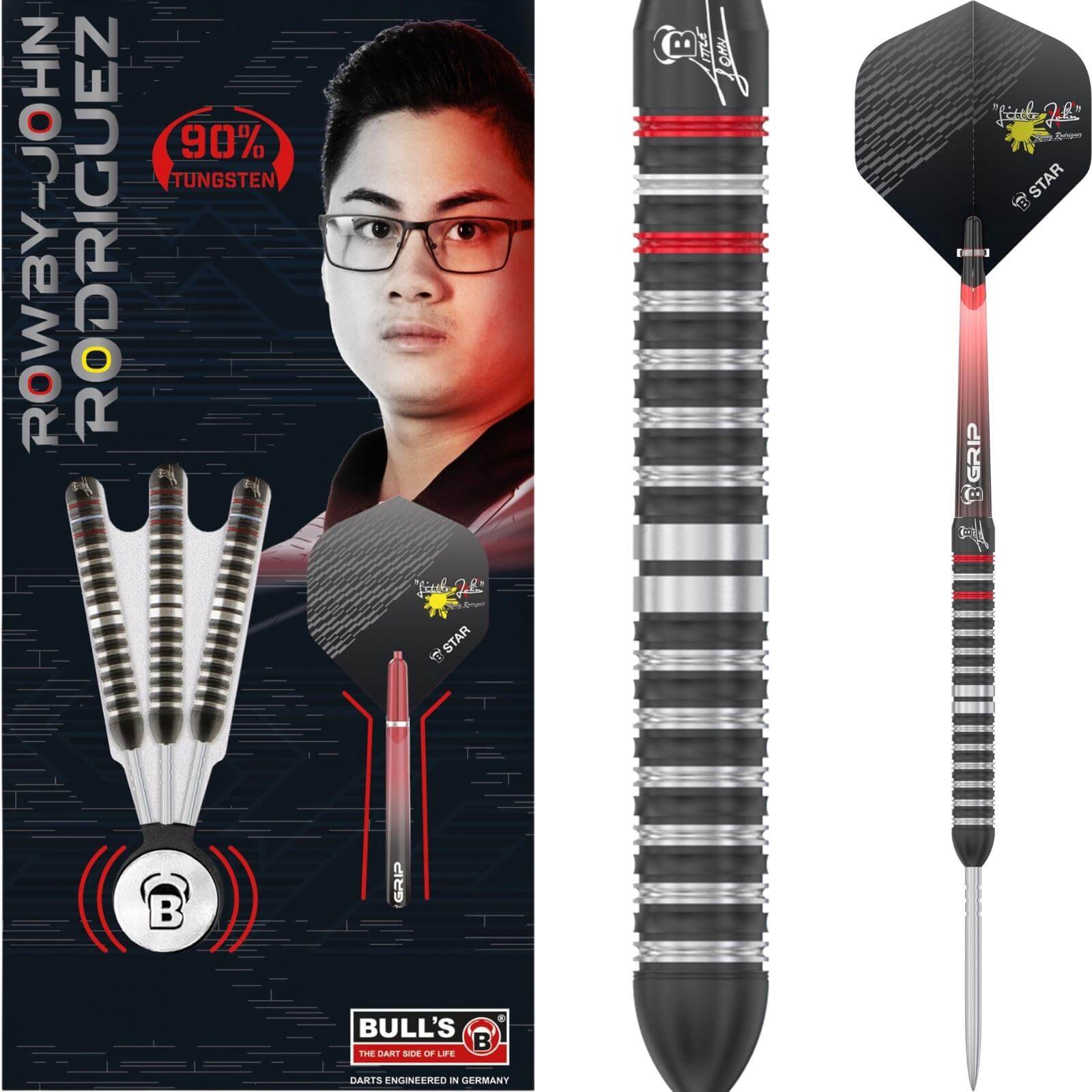 Darts - BULL'S - Rowby-John Rodriguez Darts - Steel Tip - 90% Tungsten - 23g 25g 