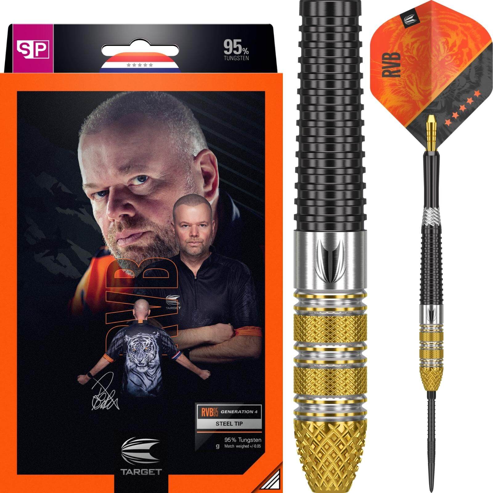 Darts - Target - RVB95 Gen 4 Darts - Swiss Point - Steel Tip - 95% Tungsten - 21g 23g 25g 