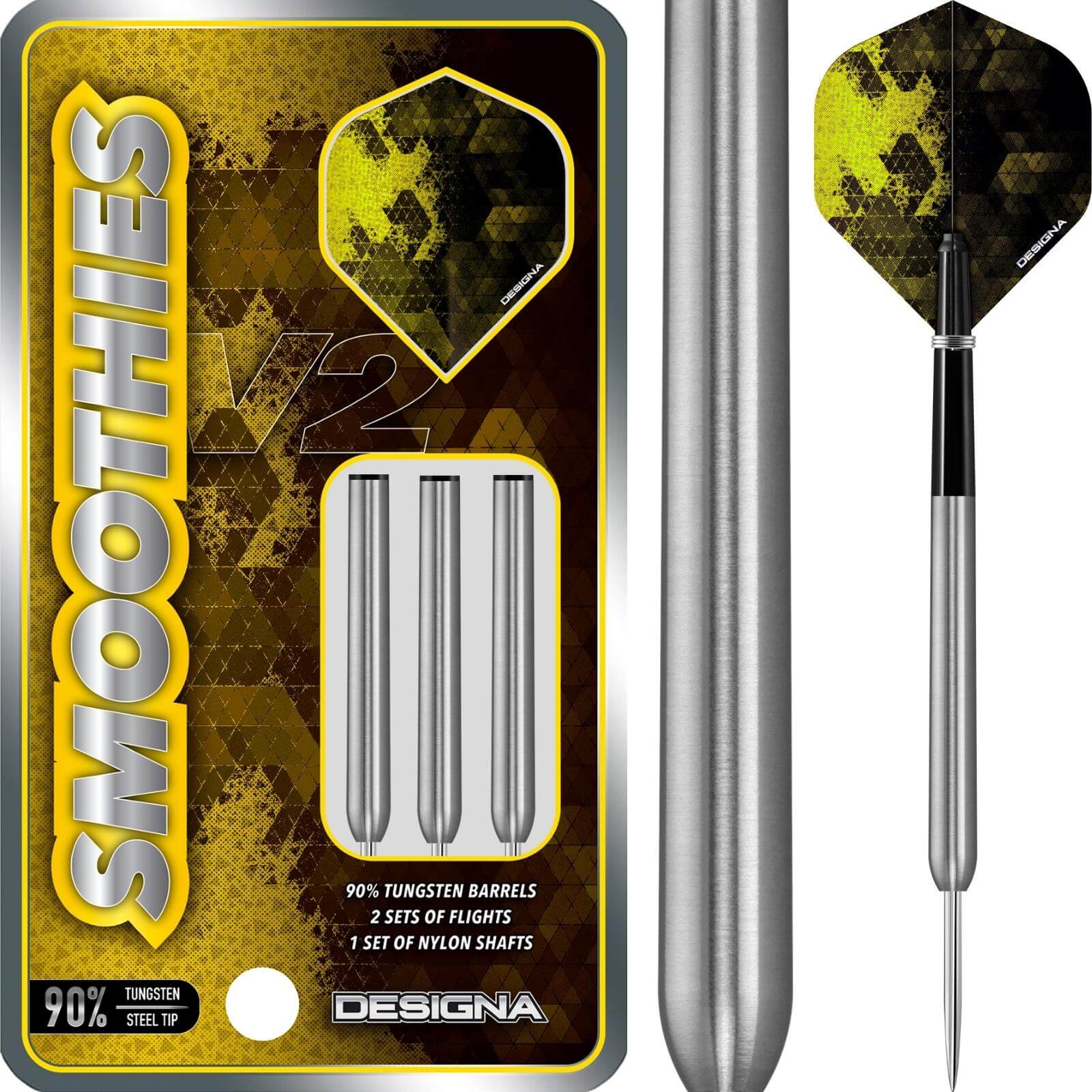 Darts - Designa - Smoothies V2 M1 Darts - Steel Tip - 90% Tungsten - 22g 24g 26g 