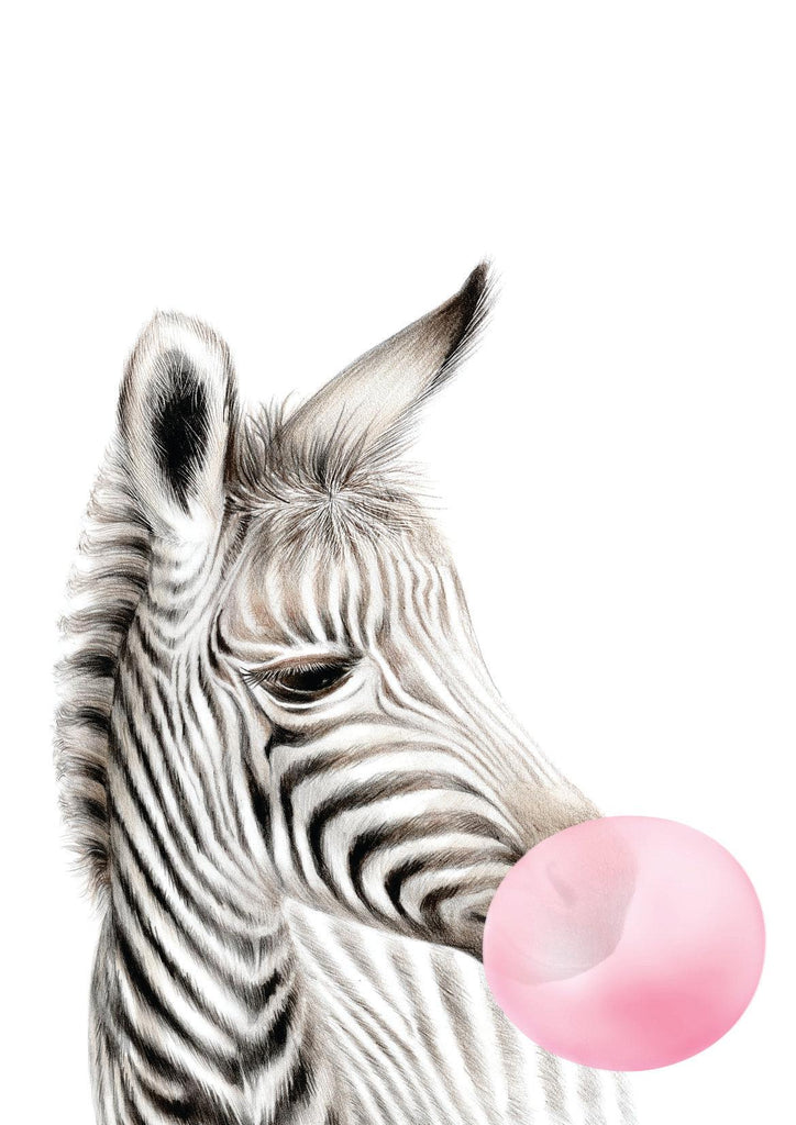 Bubble Gum Zebra - Wall Art Print - Ma Petite