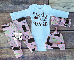 worth the wait baby girl outfit