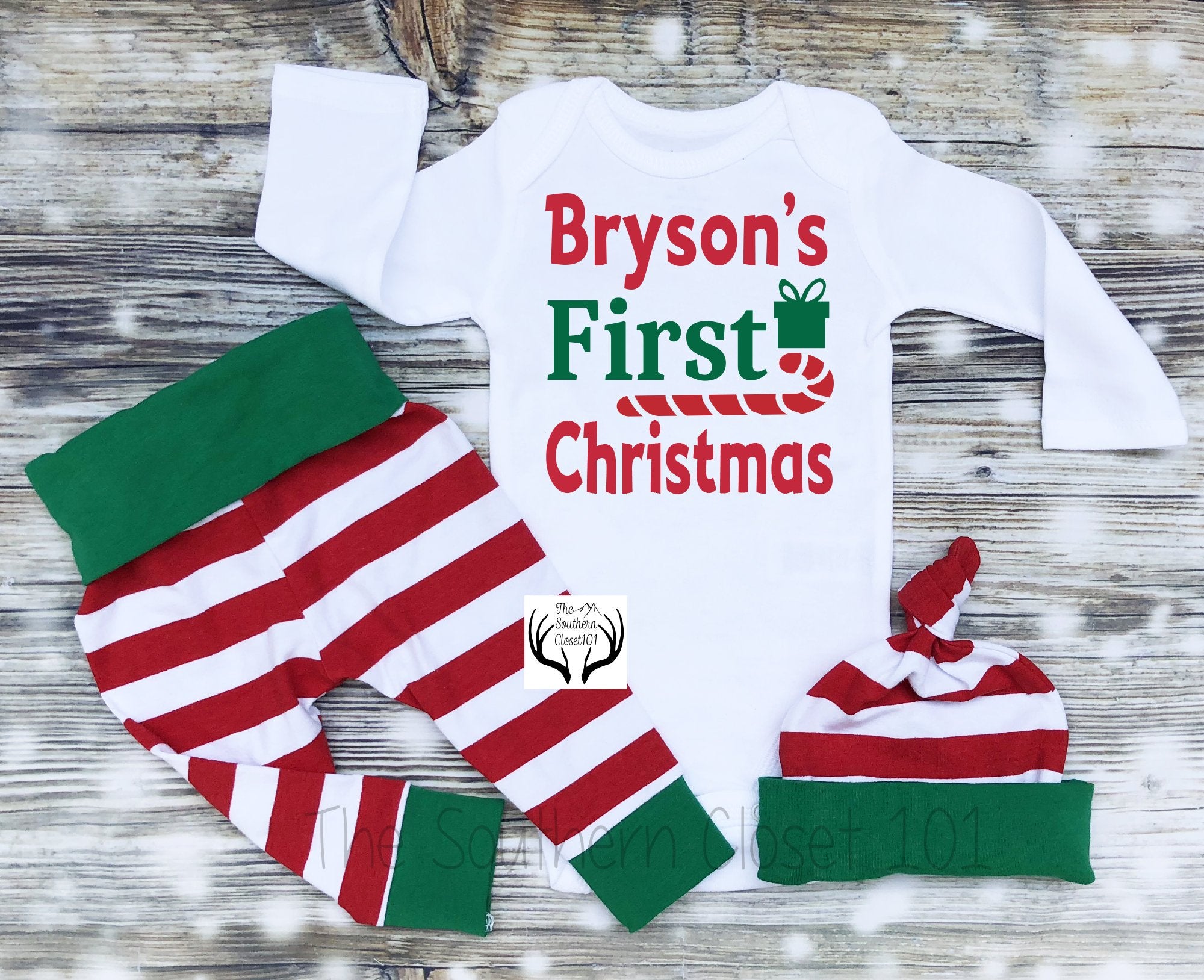 personalized baby's first christmas outfit