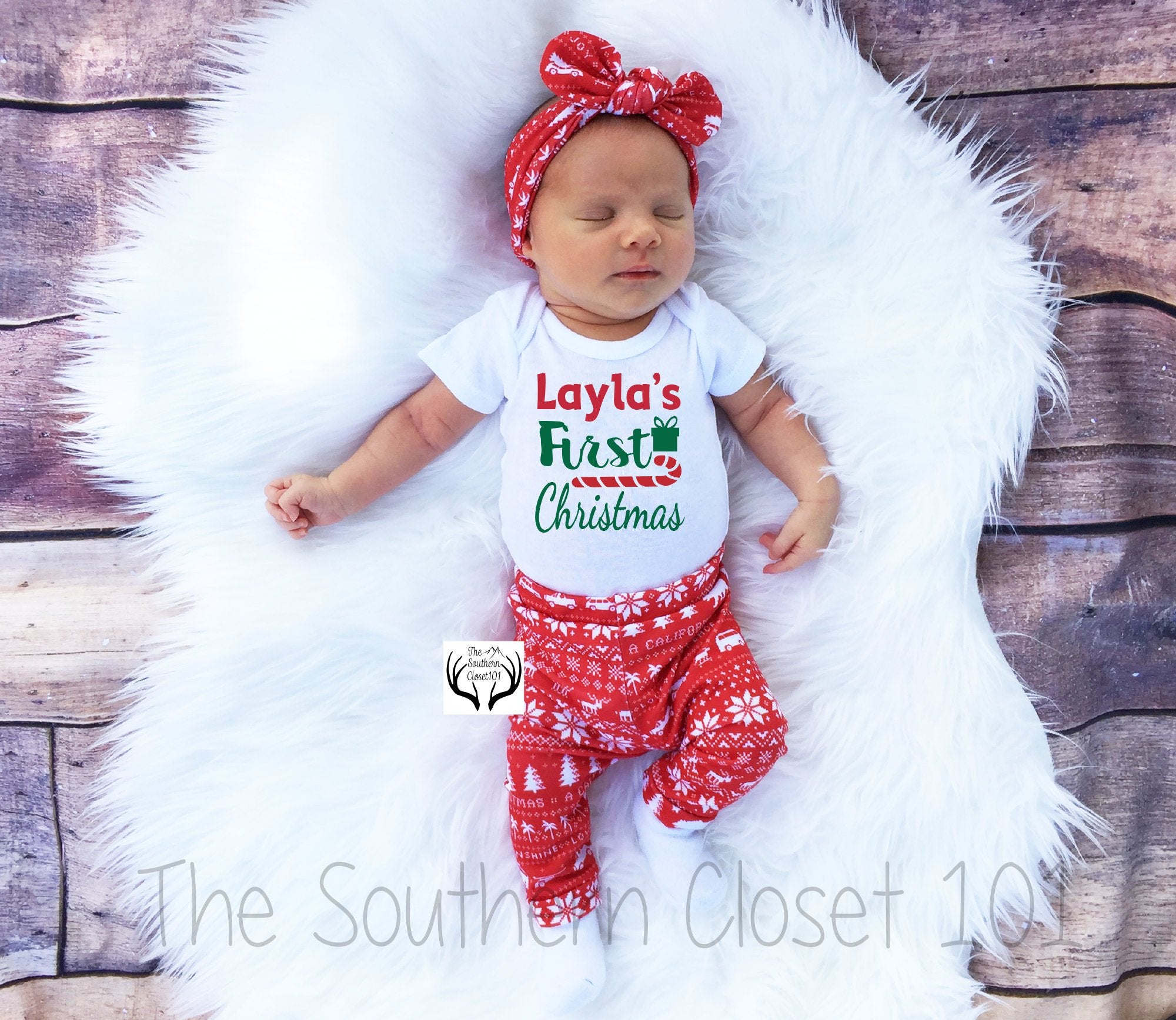 my 1st christmas outfit baby girl