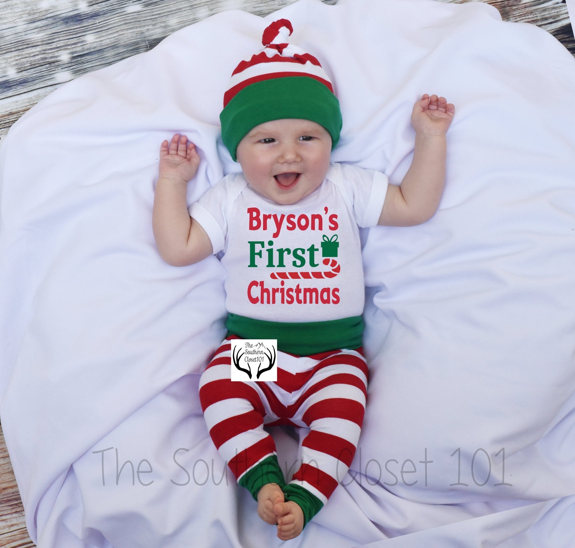 personalized first christmas outfit