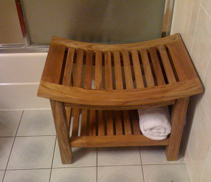 Curved Teak Shower Bench