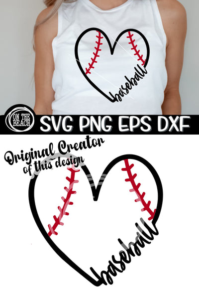 Download Baseball - Heart - Love - SVG PNG DXF EPS - On The Beach ...