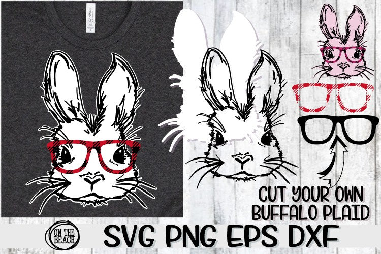 Download Easter Bunny With Glasses Cut Your Own Buffalo Plaid Svg Png E On The Beach Boutique