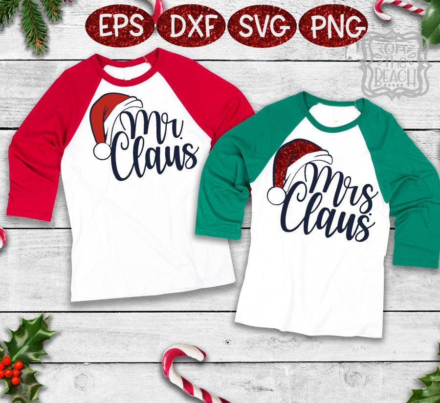 Download Mr. and Mrs. Claus SVG with Santa Hats - On The Beach Boutique