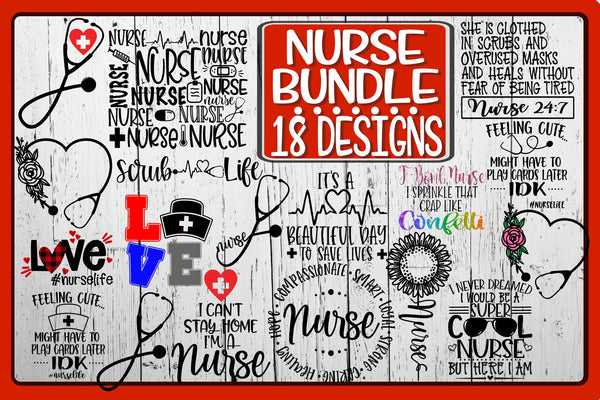 Download Nurse Bundle - 18 Designs - SVG PNG EPS DXF - On The Beach ...
