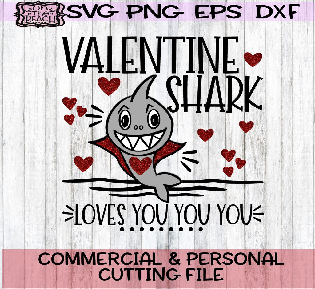 Download Valentine Shark - SVG PNG with glitter - EPS - DXF - On ...