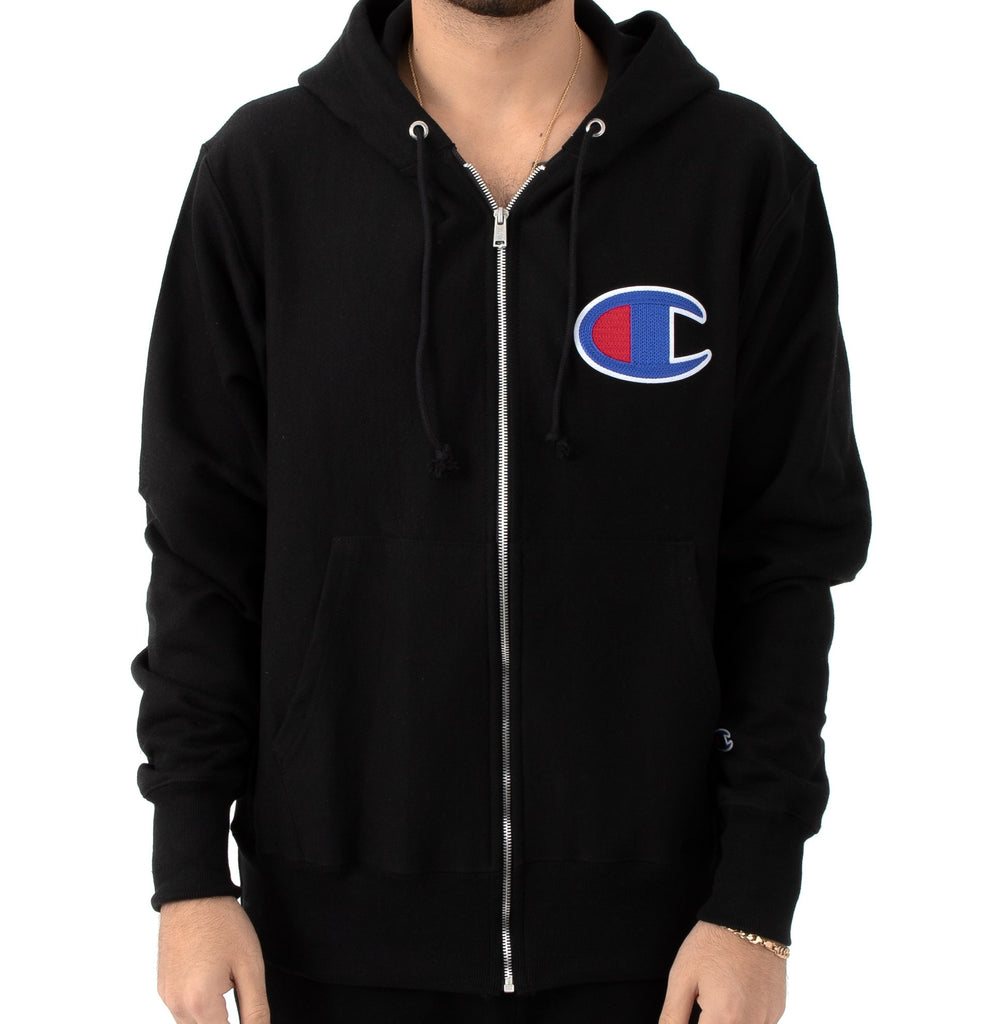 champion black zip up jacket