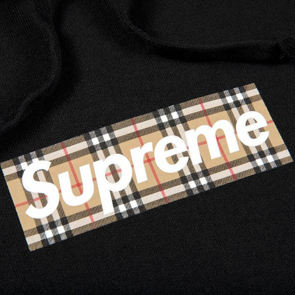 SUPREME X BURBERRY Box Logo Hoodie Black | ORIGINALFOOK STORE