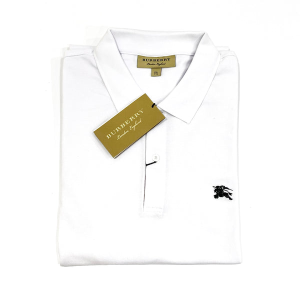 Burberry Embroidered Logo Oxford Polo Tee White | ORIGINALFOOK STORE