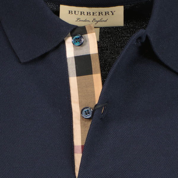 Burberry Embroidered Logo Oxford Polo Tee Dark Navy | ORIGINALFOOK STORE