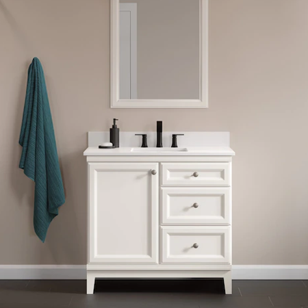 Diamond NOW Calhoun 36-in White Bathroom Vanity Cabinet (top not inclu ...