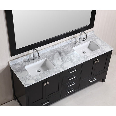 Design Element 72 London Double Sink Vanity Set White/Espresso DEC082B ...